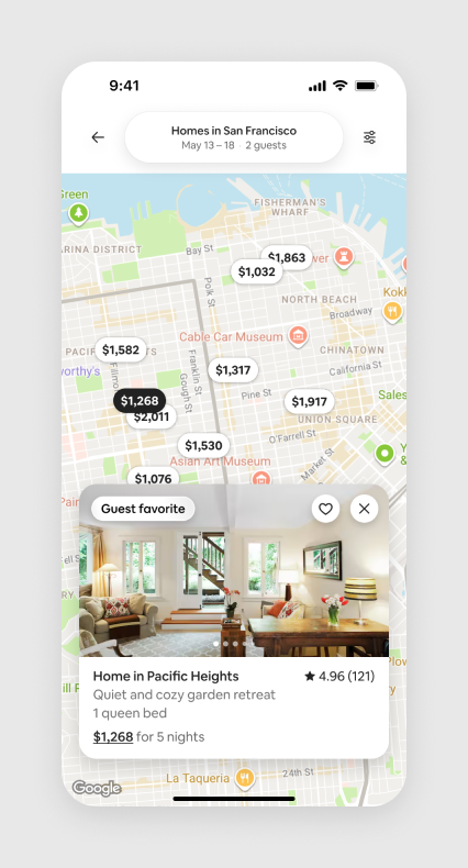 Search results map