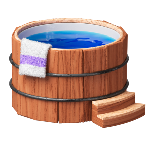 Round wooden hot tub